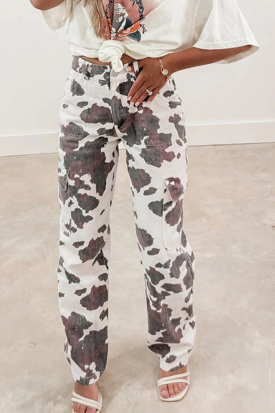 Unique Print Straight Jeans