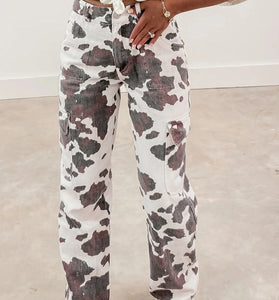 Unique Print Straight Jeans