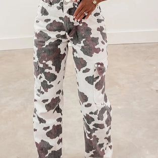 Unique Print Straight Jeans