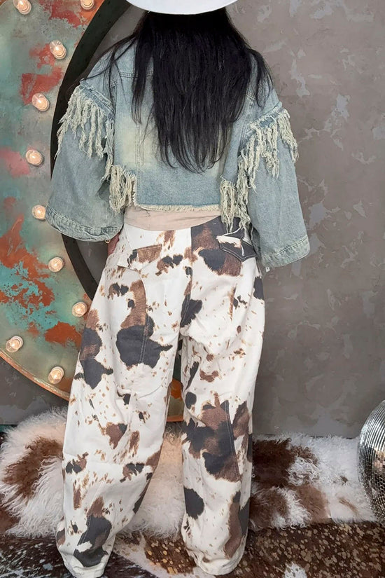 Printed Barrel-Leg Statement Jeans