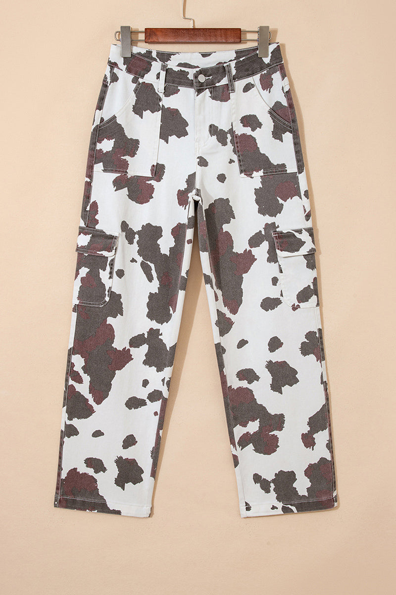 Unique Print Straight Jeans