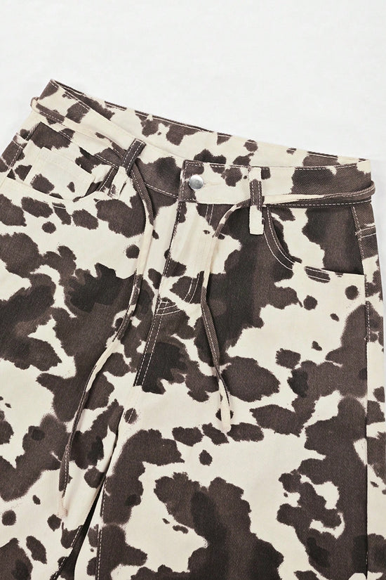 Camouflage Wide-Leg Straight Jeans