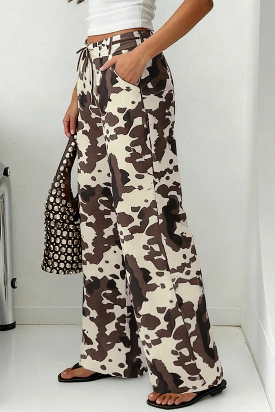 Camouflage Wide-Leg Straight Jeans