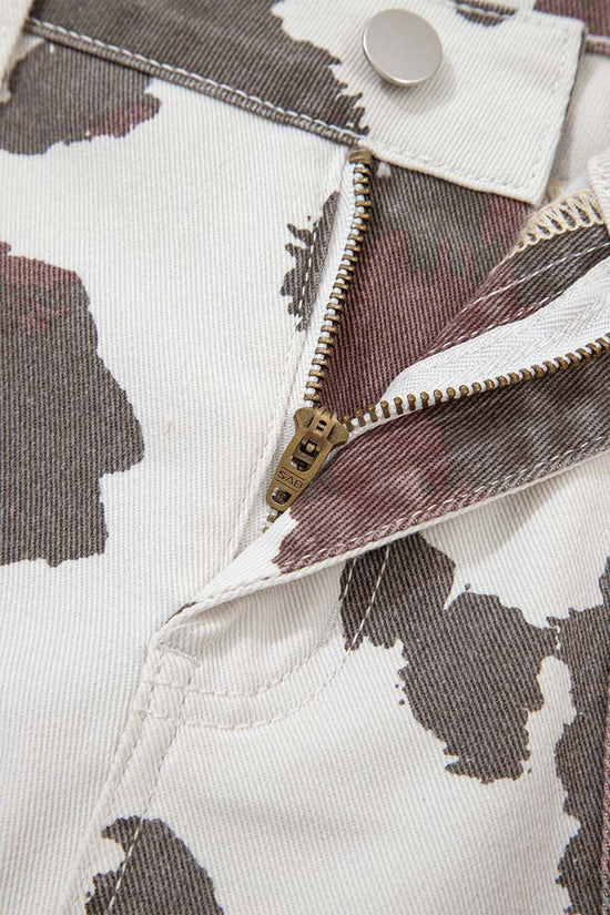 Unique Print Straight Jeans