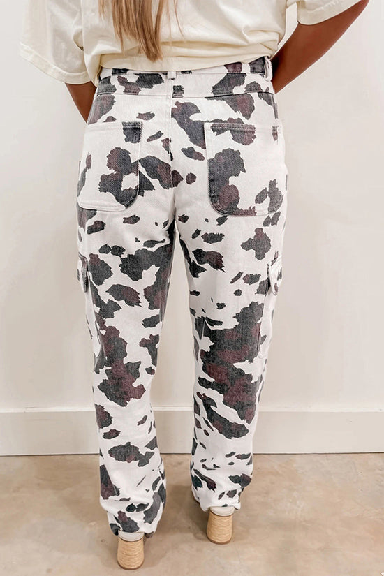 Unique Print Straight Jeans