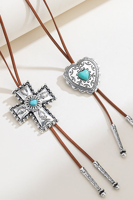 Cross Pendant Leather Cord Necklace