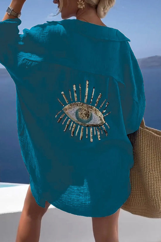 Eye Embellished Casual Blouse
