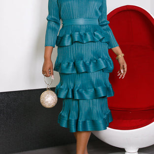 Tiered Ruffle Long Sleeve Casual Dress