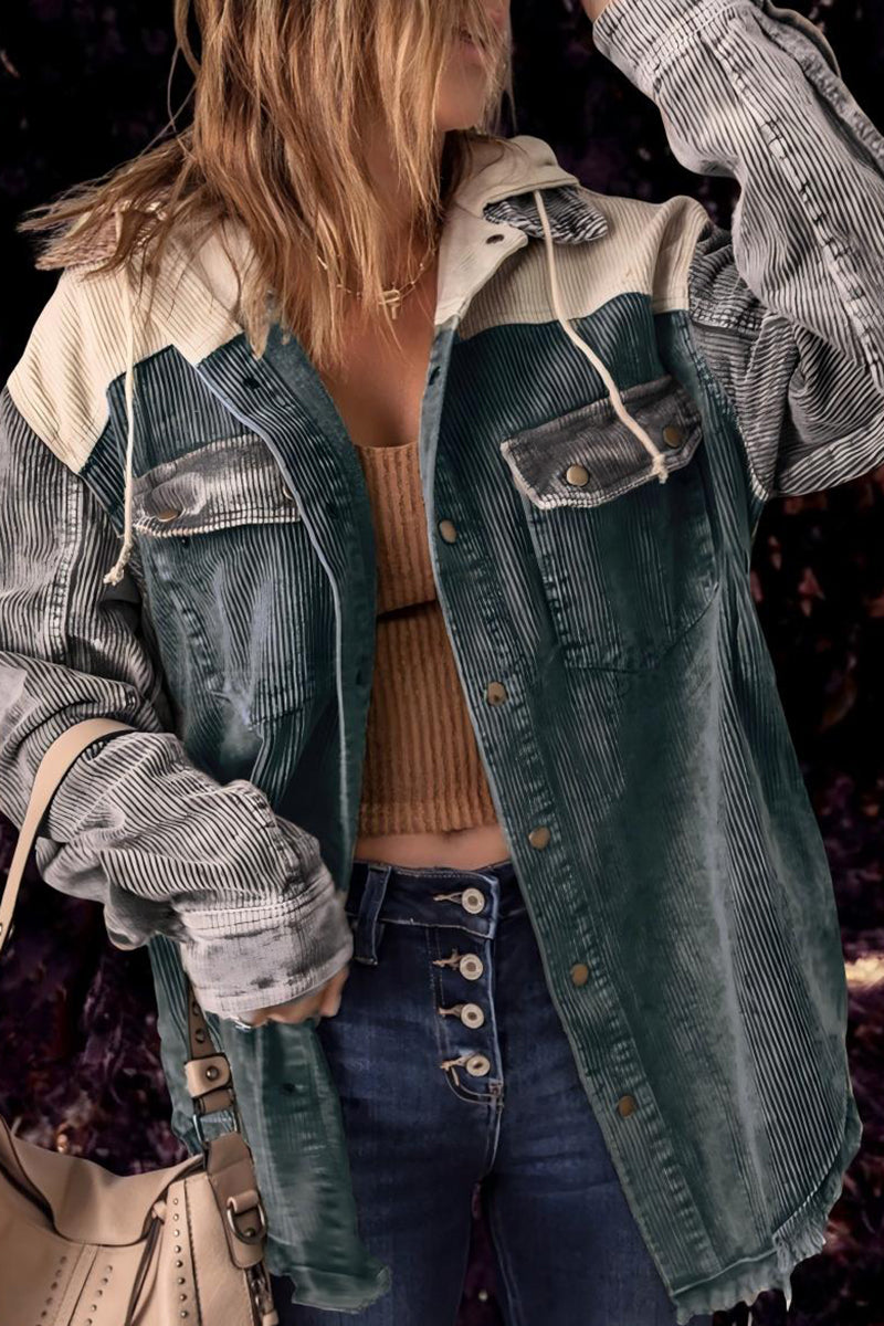 Textured Hooded Oversized Jacket