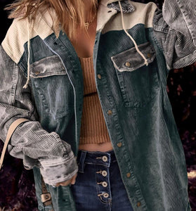 Textured Hooded Oversized Jacket
