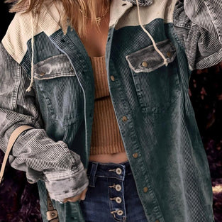 Textured Hooded Oversized Jacket