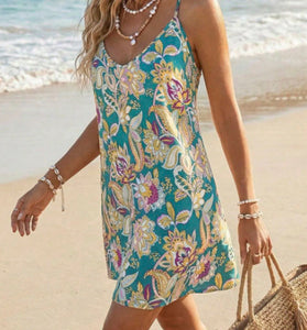 Floral V-Neck Summer Casual Dress