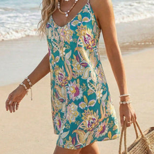 Floral V-Neck Summer Casual Dress