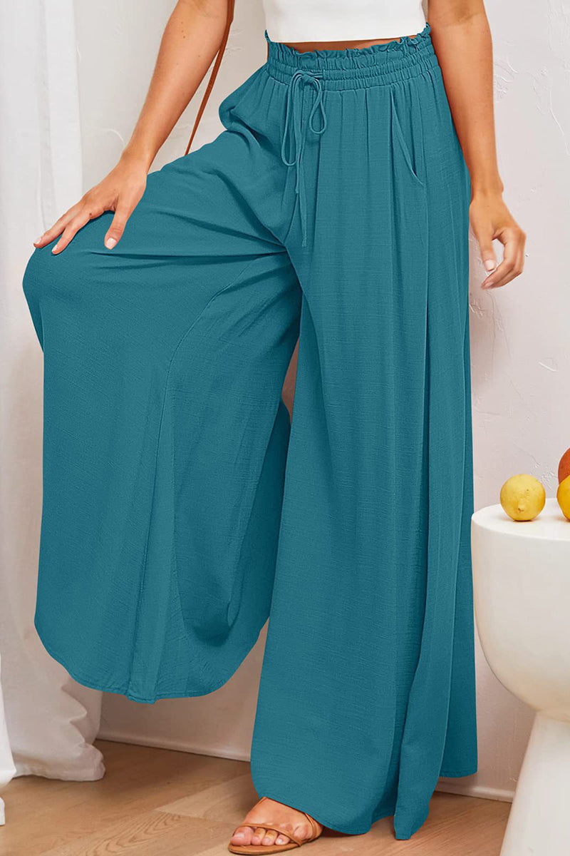 High-Waist Wide-Leg Casual Pants