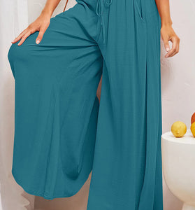 High-Waist Wide-Leg Casual Pants
