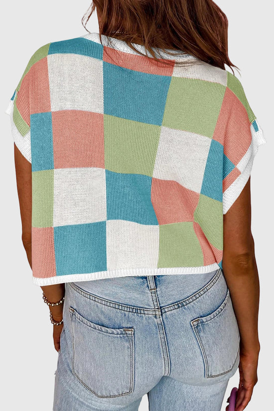 Sleeveless Checkered Sweater Vest