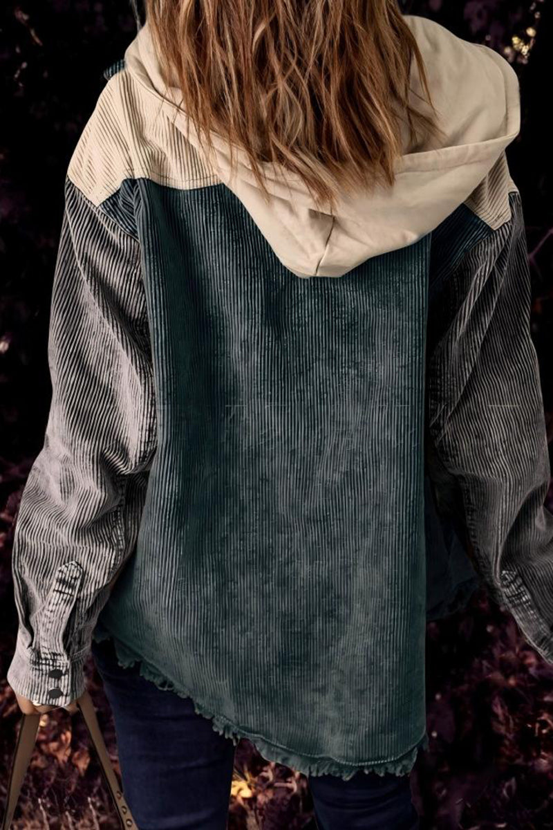 Textured Hooded Oversized Jacket