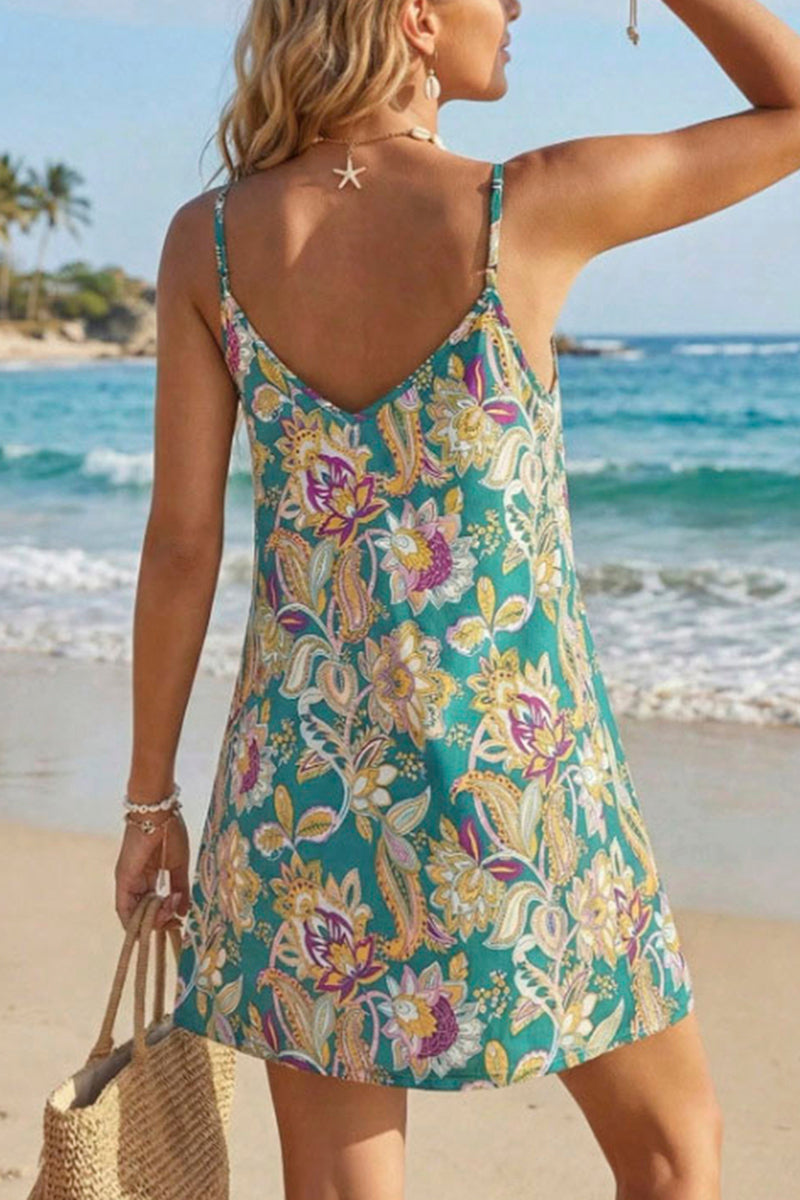 Floral V-Neck Summer Casual Dress
