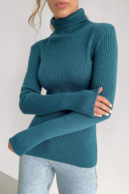 Ribbed High Neck Sweater