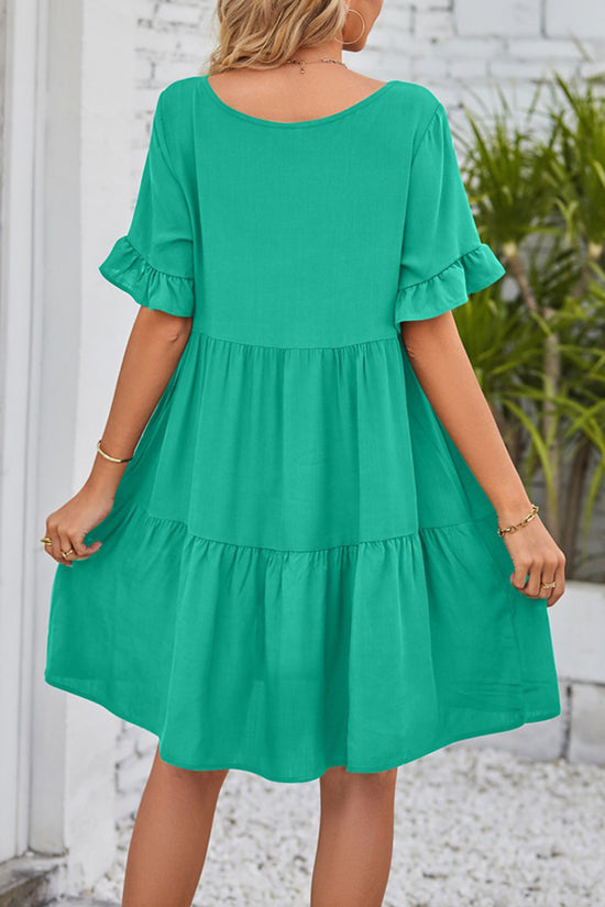 Tiered V-Neck Casual Dress