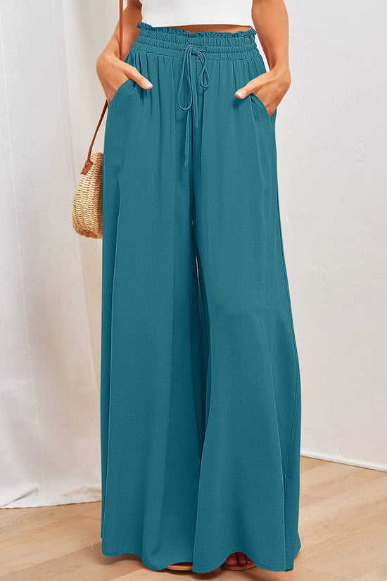 High-Waist Wide-Leg Casual Pants