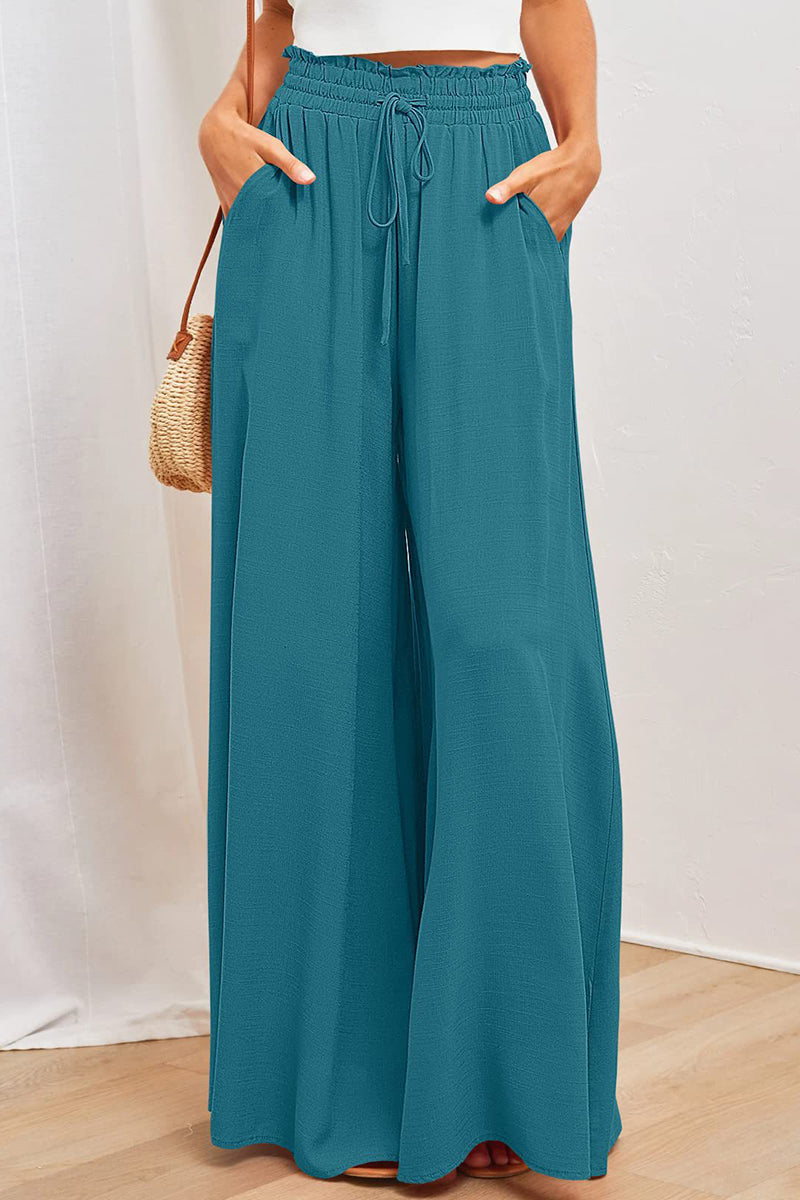 High-Waist Wide-Leg Casual Pants