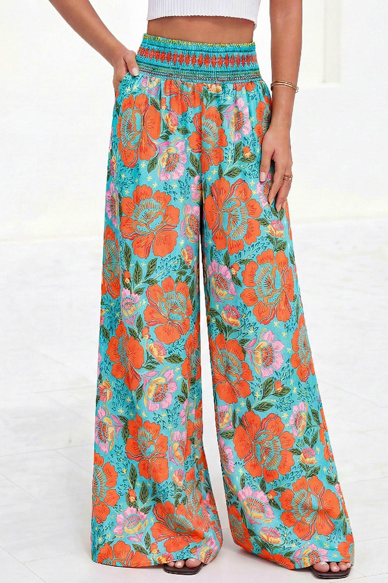 Floral Wide-Leg Casual Pants