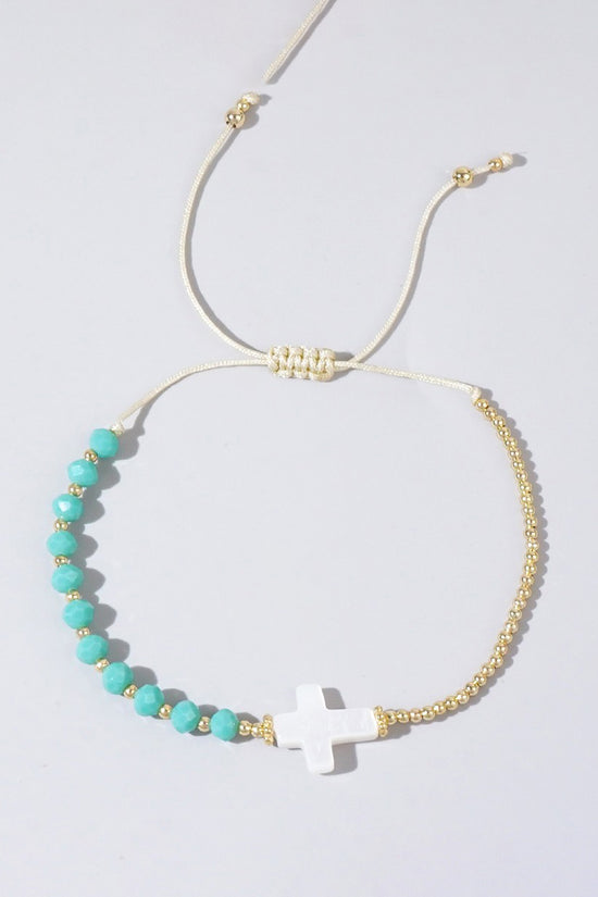 Elegant Beaded Cross Bracelet