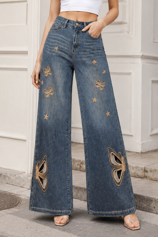 Cutout Butterfly Jeans