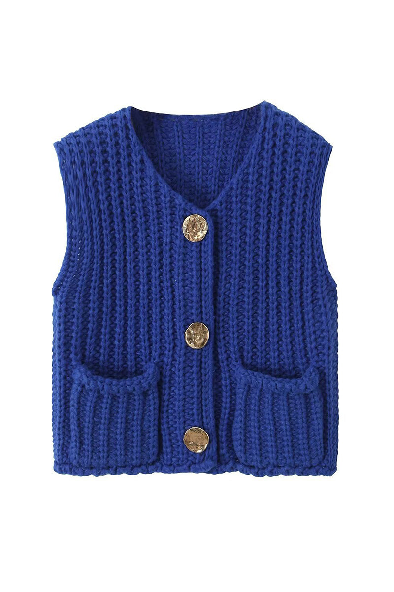 Button-Up Knitted Sweater Vest