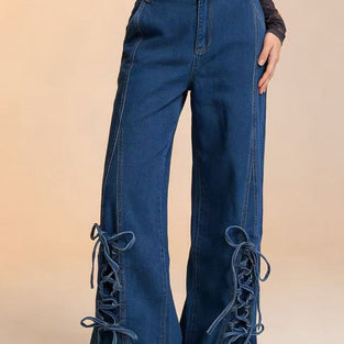Lace-Up Straight Jeans
