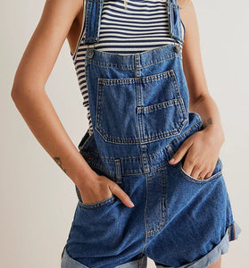 Multi-Pocket Casual Denim Romper