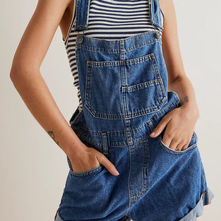 Multi-Pocket Casual Denim Romper