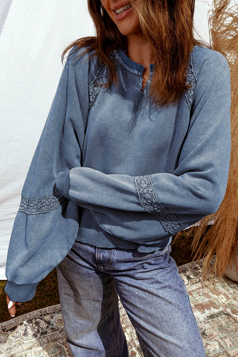 Casual Lace Detail Sweatshirt