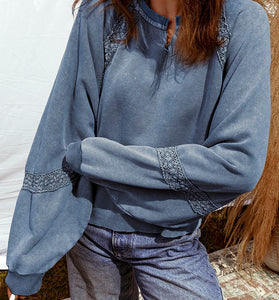 Casual Lace Detail Sweatshirt