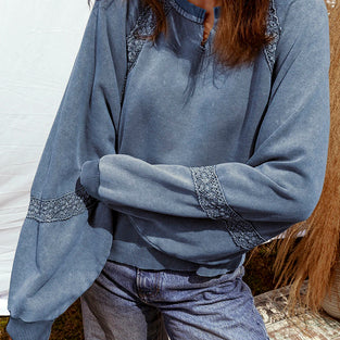 Casual Lace Detail Sweatshirt