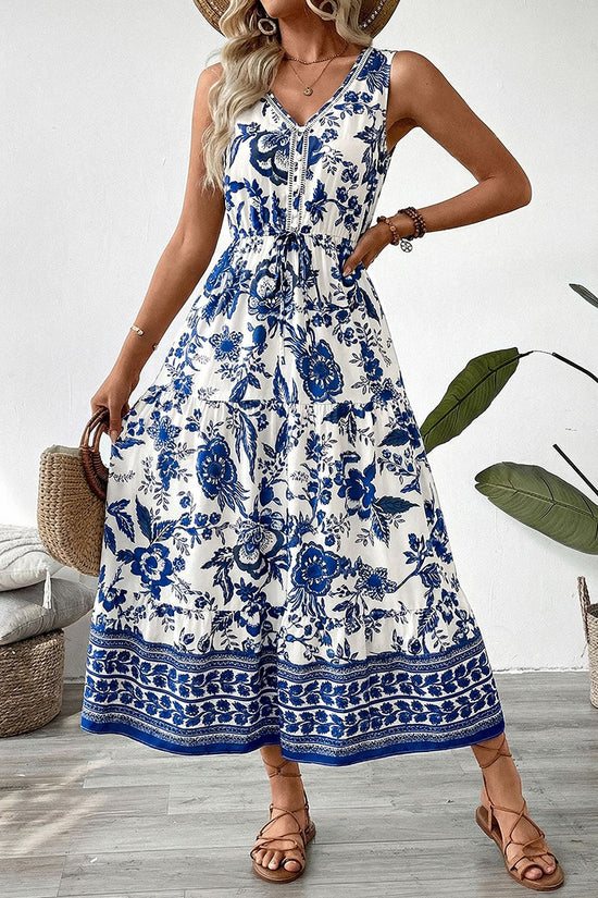 Floral Sleeveless Casual Maxi Dress