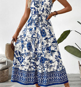 Floral Sleeveless Casual Maxi Dress