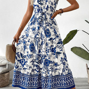 Floral Sleeveless Casual Maxi Dress