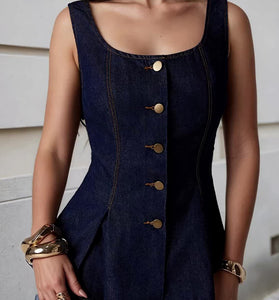 Button-Front Peplum Tank Top