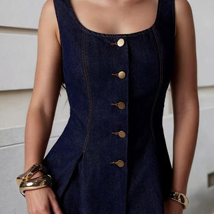 Button-Front Peplum Tank Top