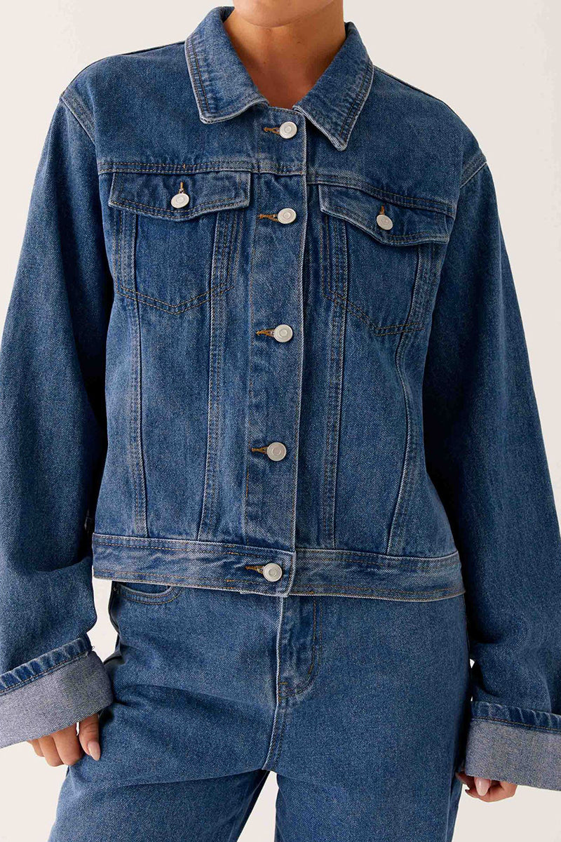 Classic Denim Jacket with Button-Down Front