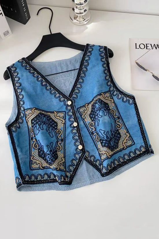 Floral Patterned Bohemian Vest