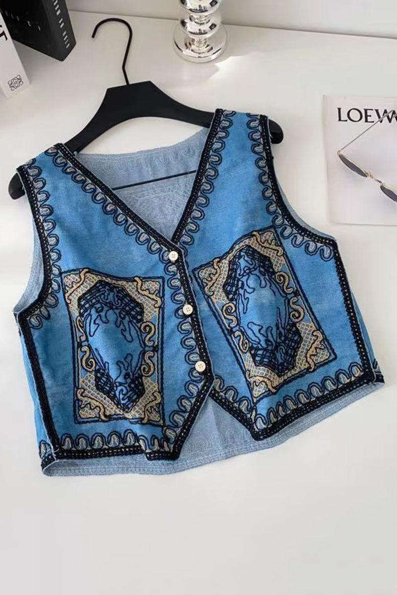 Floral Patterned Bohemian Vest