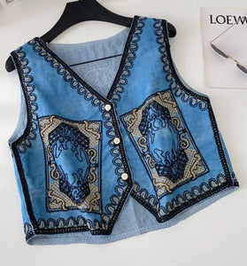 Floral Patterned Bohemian Vest