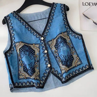 Floral Patterned Bohemian Vest