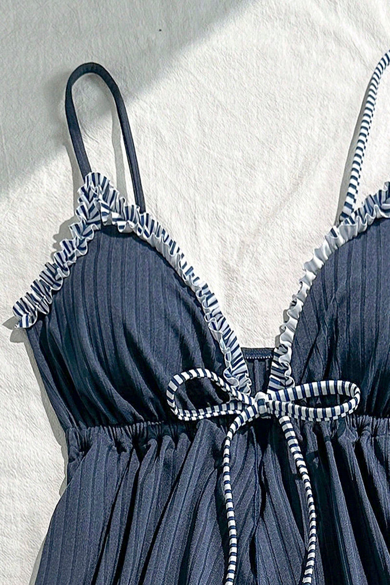 Striped Ruffle Tie Cover-Up Top