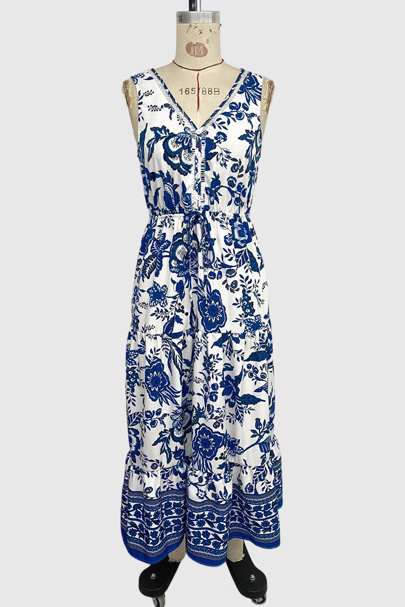 Floral Sleeveless Casual Maxi Dress