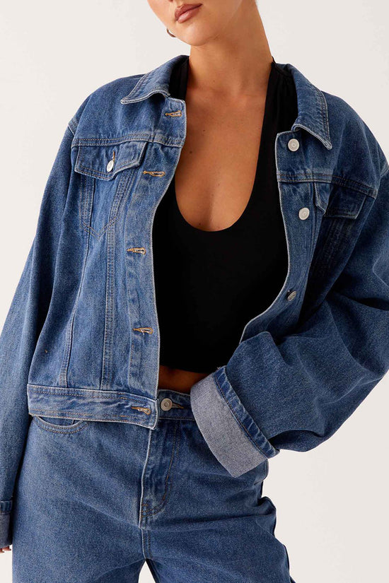 Classic Denim Jacket with Button-Down Front