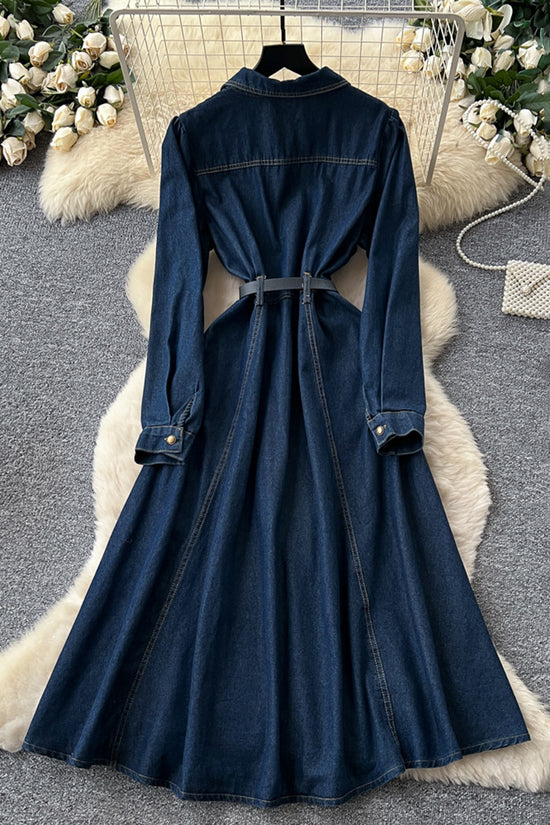 Button-Down Denim Dress with Pockets